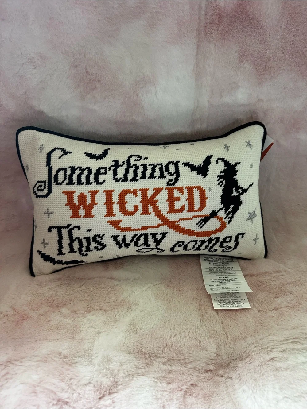 Something Wicked This Way Comes - Halloween Needlepoint Decorative Pillow NWT